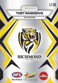 2024 Select AFL Footy Stars - Luminous #L136 Toby Nankervis Back